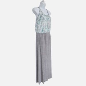 Tart Collections Pomona Mixed Media Tank Maxi Dress gray white snake pattern S
